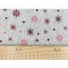 Žakárová látka Vločky s červeným lurexem OBOUSTRANNÁ