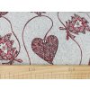Žakárová látka Srdíčka a stromečky s lurexem OBOUSTRANNÁ