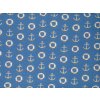 Bavlněná látka Kotvy a záchranné kruhy - digitální tisk