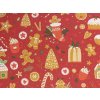 Bavlněná látka Perníčky na červené
