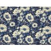 Bavlněná látka Květy modré - digitální tisk
