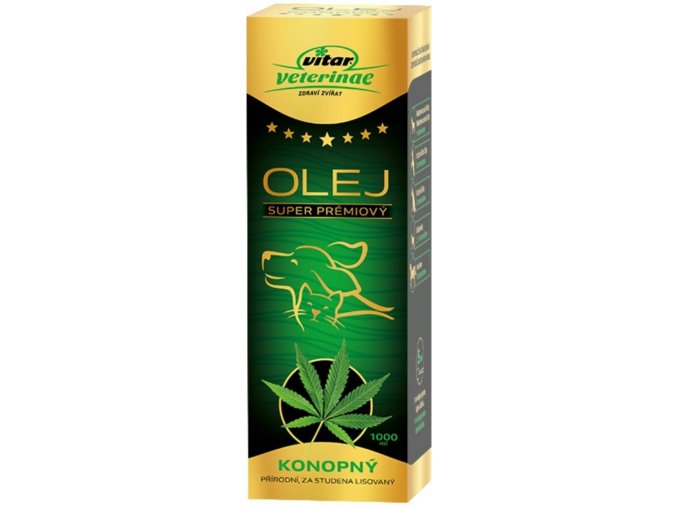 Vitar konopný olej pro psy, kočky a koně 1000ml