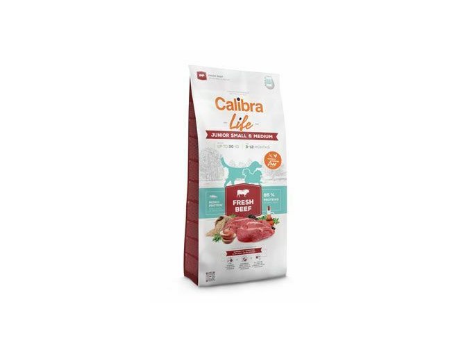 Calibra Dog Life Junior Small&Medium Fresh Beef 12kg, pro štěnata malých a středních plemen, monoprotein hovězí