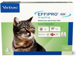 Effipro DUO spot on Cat 1 6kg 50 60 mg 4 x 0,5 ml pipeta antiparazitní pro kočky
