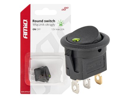 AMiO Kolískový okrúhly prepínač so zeleným podsvietením