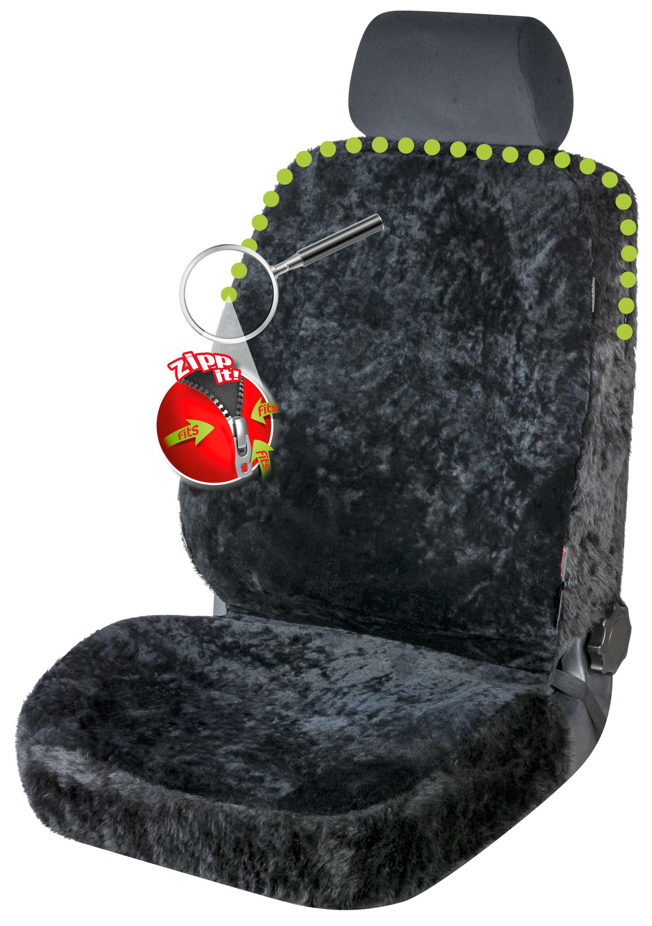 Walser autopoťah Nineve ovčie rúno 1 ks Farby: čierna