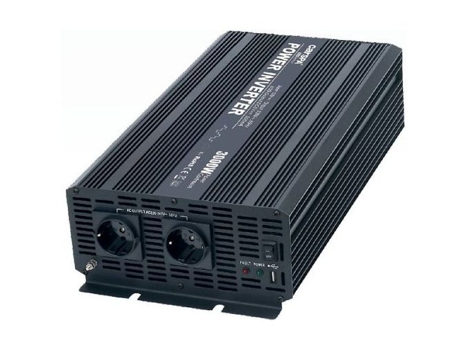 Měnič napětí Carspa CAR3KU-12 12V/230V+USB 3000W, modifikovaná sinus