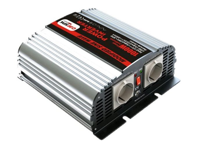 Měnič napětí Carspa MS1000UR-122, 12V/230V+USB 1000W, modifikovaná sinus, dálkové ovládání na kabelu