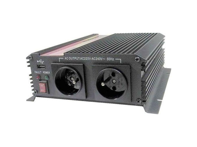 Měnič napětí Carspa CAR1KU-24 24V/230V+USB 1000W, modifikovaná sinus