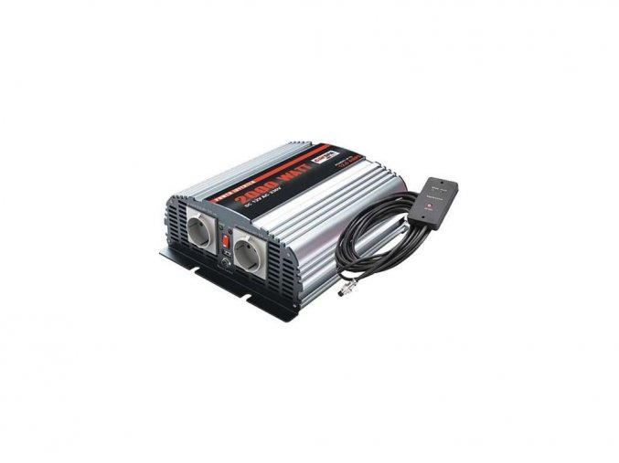 Měnič napětí Carspa MSD2000UR-242, 24V/230V+USB 2000W, modifikovaná sinus, dálkové ovládání na kabelu, digital display