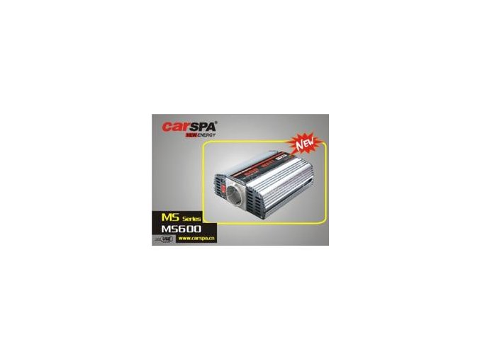 Měnič napětí Carspa MS600-122 12V/230V+USB 600W, modifikovaná sinus
