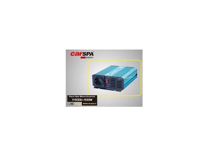 Měnič napětí Carspa P400U-242 24V/230V+USB 400W, čistá sinusovka