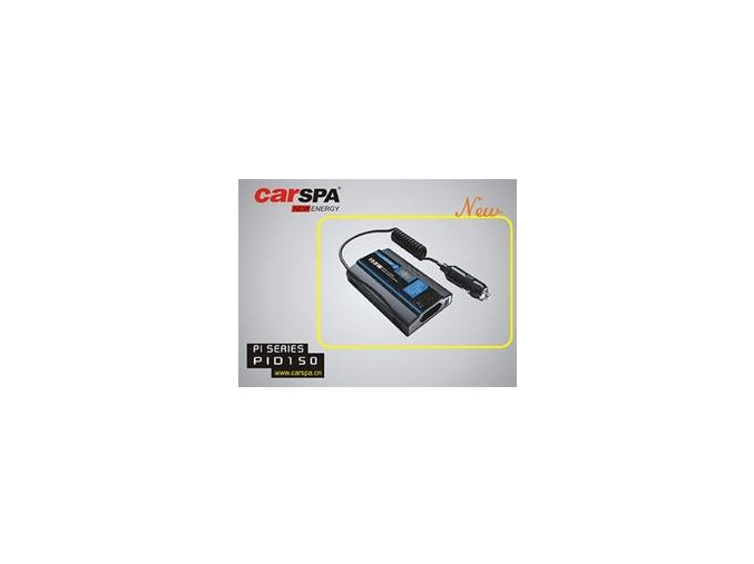 Měnič napětí Carspa PID150-12 12V/230V+USB 150W, modifikovaná sinus, digitální display, vhodný do auta