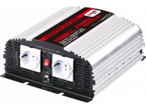 Měnič napětí Carspa MSD1200UR-122, 12V/230V+USB 1200W, modifikovaná sinus, dálkové ovládání na kabelu, digital display