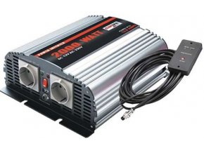 Měnič napětí Carspa MSD2000UR-122, 12V/230V+USB 2000W, modifikovaná sinus, dálkové ovládání na kabelu, digital display