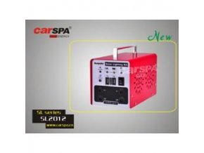 Systém solárního osvětlení CARSPA SL2012 - 20W panel, 12Ah batterie, 2x LED 3W, 2x 5m kabel, USB redukce