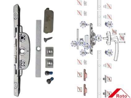 roto 728947 prevod roto pro hlinikova okna bez pojistky prevod pro kliku roto