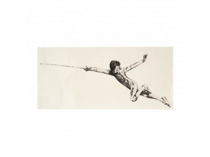 Šermíř ve fleši - samolepka, s průhledným pozadím, malá, černá (Barva černá)