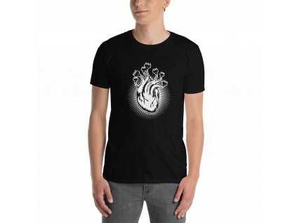 Fencing Heart Design on balck shirt mockup Front Mens 2 Black