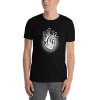 Fencing Heart Design on balck shirt mockup Front Mens 2 Black