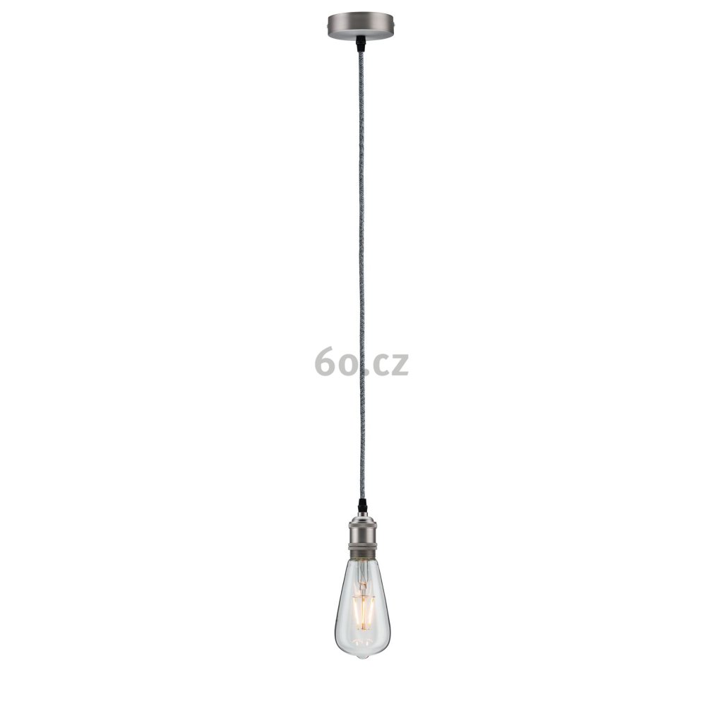 30210 7 paulmann vintage zavesne svitidlo z kartacovaneho niklu s textilnim kabelem 1x60w e27 delka 200cm