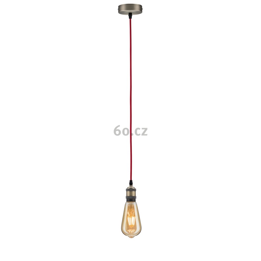 30213 7 paulmann vintage bronzove zavesne svitidlo s rudym textilnim kabelem 1x60w e27 delka 200cm