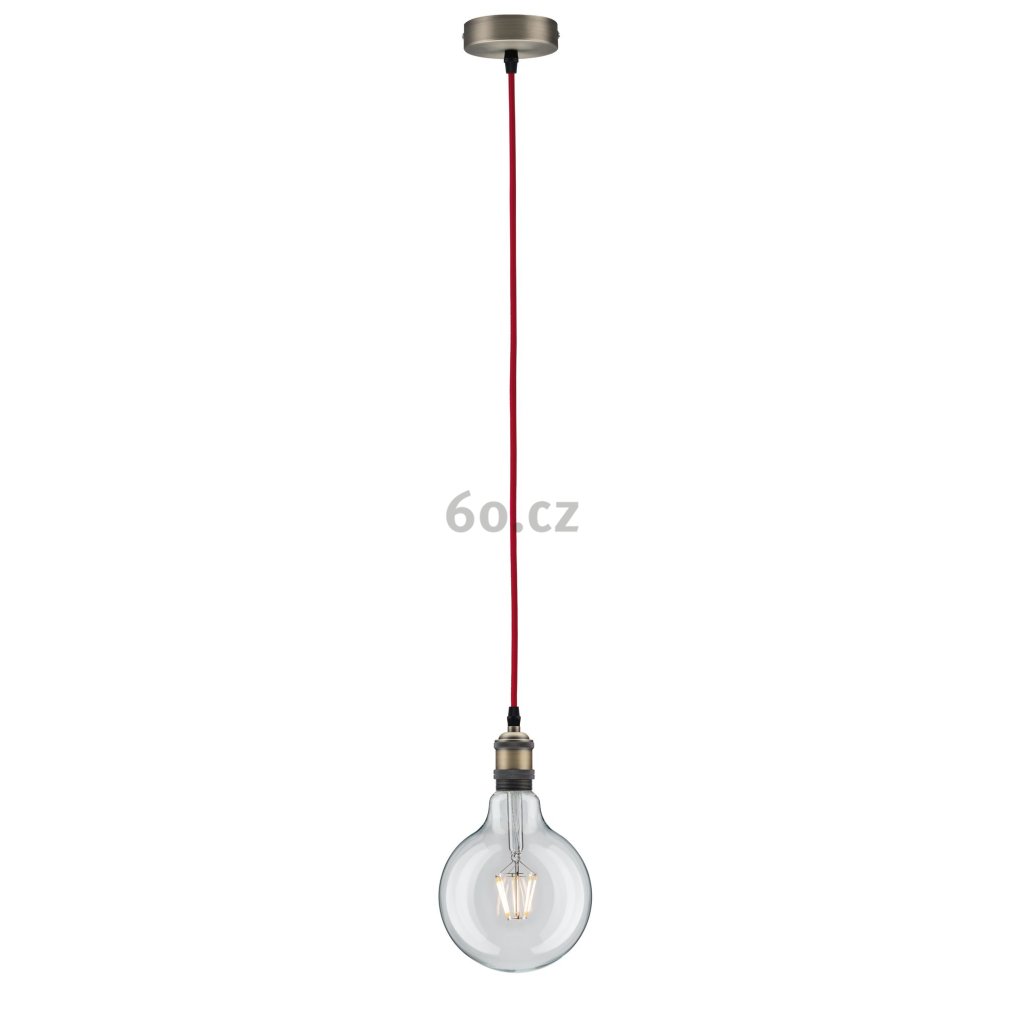 30213 8 paulmann vintage bronzove zavesne svitidlo s rudym textilnim kabelem 1x60w e27 delka 200cm