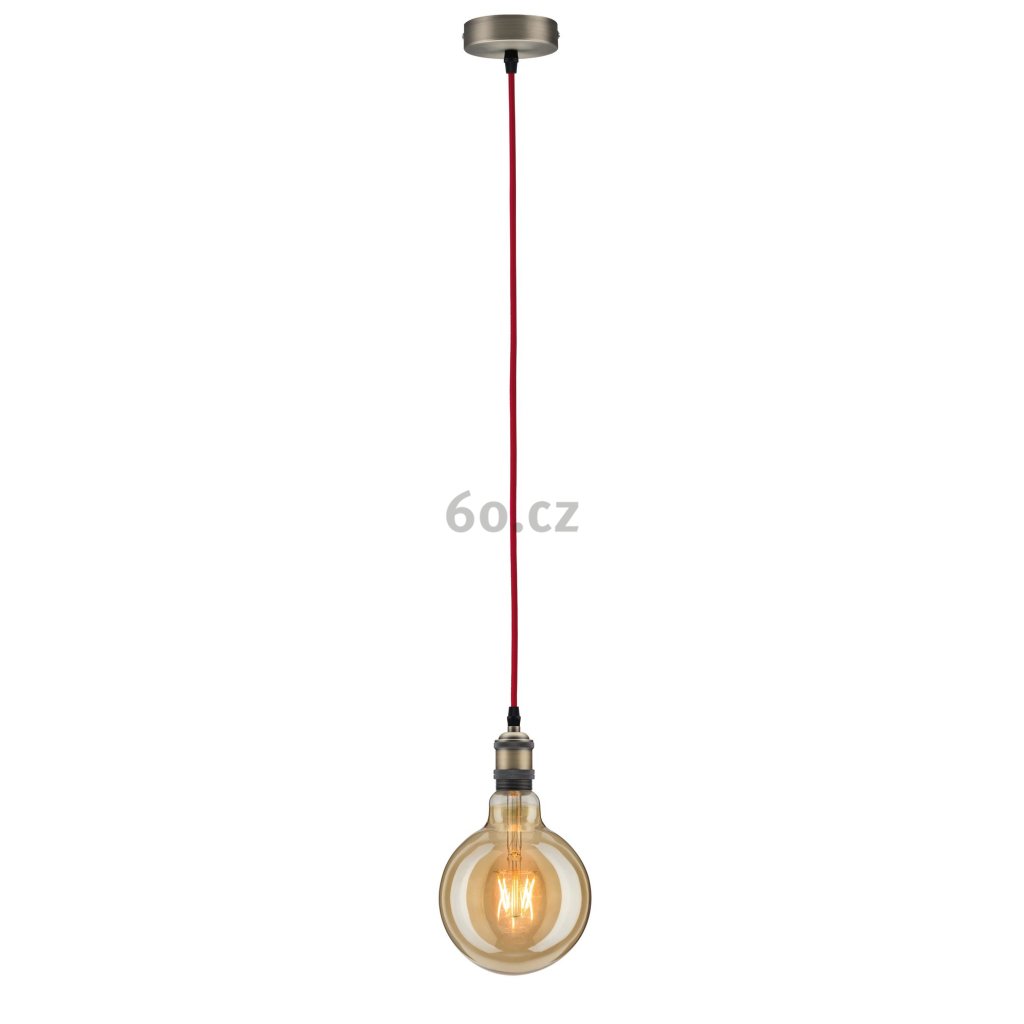 30213 9 paulmann vintage bronzove zavesne svitidlo s rudym textilnim kabelem 1x60w e27 delka 200cm