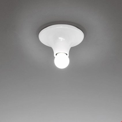 Artemide Teti, bílé nástěnné/stropní svítidlo s přiznanou žárovkou, 1x28W E27, prům. 14cm