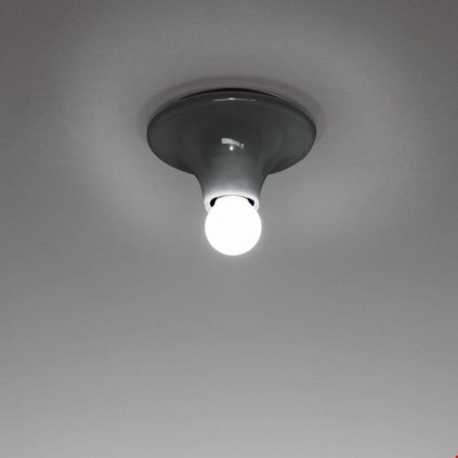 Artemide Teti, šedé nástěnné/stropní svítidlo s přiznanou žárovkou, 1x28W E27, prům. 14cm
