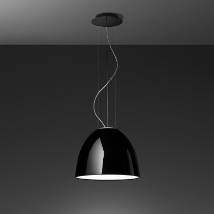 Artemide Nur Gloss mini Halo Black , závěsné svítidlo v černém lesku, 1x23W LED E27, prům. 36cm