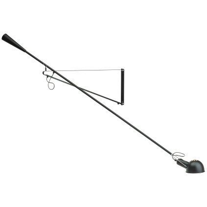 Flos 265, černé nástěnné svítidlo s 205cm dlouhým ramenem, 1x75W E27