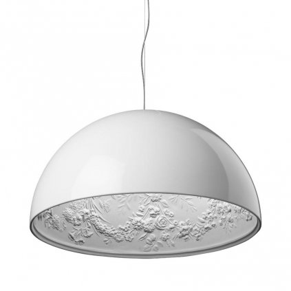 10821 1 flos skygarden s1 leskle bile zavesne svitidlo s vnitrnim stukem 1x105w e27 prum 60cm
