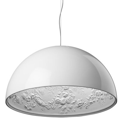 Flos Skygarden S2, leskle bílé závěsné svítidlo s vnitřním štukem, 1x205W E27, prům. 90cm