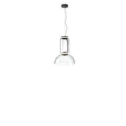 Flos Noctambule S1 Low Cylinder and Bowl, závěsné svítidlo ze skla, 2x9W + 1x18W LED 2700K, výška 75cm