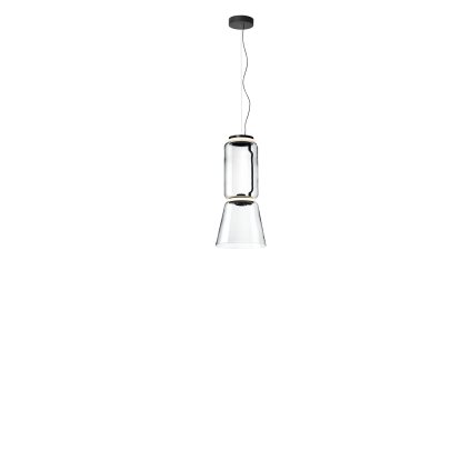 Flos Noctambule S1 Low Cylinder and Cone, závěsné svítidlo ze skla, 2x9W + 1x18W LED 2700K, výška 82cm