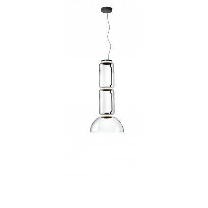 Flos Noctambule S2 Low Cylinder and Bowl, závěsné svítidlo ze skla, 3x9W + 1x18W LED 2700K, výška 120cm