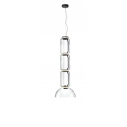 Flos Noctambule S3 Low Cylinder and Bowl, závěsné svítidlo ze skla, 4x9W + 1x18W LED 2700K, výška 165cm