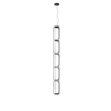 Flos Noctambule S5 High Cylinder, závěsné svítidlo ze skla, 6x9W LED 2700K, výška 269cm