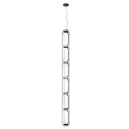 Flos Noctambule S6 High Cylinder, závěsné svítidlo ze skla, 7x9W LED 2700K, výška 322cm