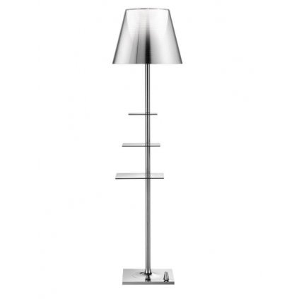 Flos Bibliotheque Nationale, stojací lampa s difusorem aluminizovanou stříbrnou, design Philippe Starck, 1x150W E27, 150cm