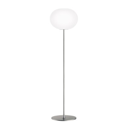 Flos Glo-Ball F3, stojací lampa z triplexového skla se stmívačem, stříbrná, 1x150W E27, výška 185cm