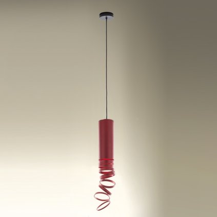 Artemide Decomposé Light, červené závěsné svítidlo, 1x8W E27, výška 60cm
