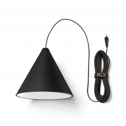 Flos String Light Cone head, svítidlo s 12m dlouhým kabelem, 21W LED 2700K, dotykové ovládání + bluetooth, černá, prům. 19cm