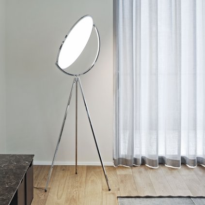 Flos Superloon, chromová stojací designová lampa se stmívačem, 40W LED, 197cm
