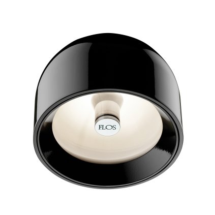 Flos Wan C/W, designové svítidlo, 1x33W, černá, černý + zelený kroužek, čiré sklo, prům.11,5cm