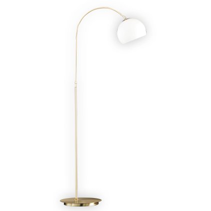 Fisher & Honsel Bow, stojací lampa, 1x100W E27, mosaz, bílé stínítko, výška 105-140cm