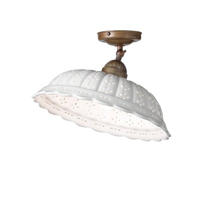 Il Fanale Anita, rustikální stropní svítidlo z antické mosazi, 1x15W LED E27, prům.32 cm