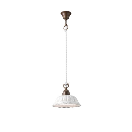 Il Fanale Anita, rustikální závěsné svítidlo z antické mosazi a keramiky, 1x15W LED E27, prům. 22cm