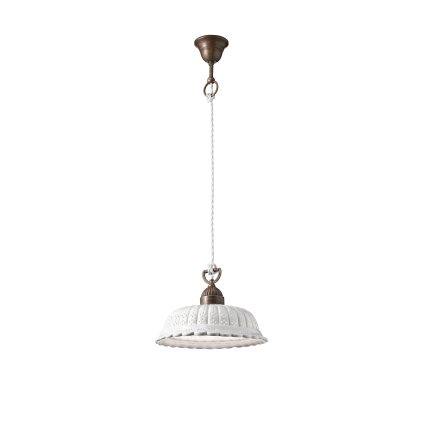 Il Fanale Anita, rustikální závěsné svítidlo z antické mosazi a keramiky, 1x15W LED E27, prům. 32cm